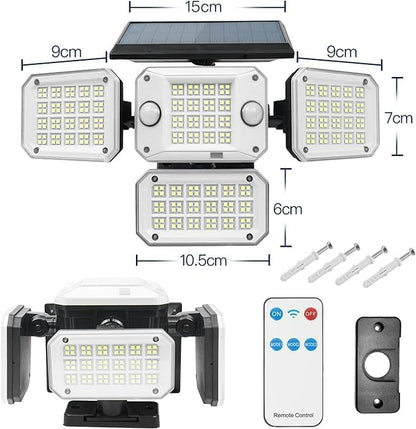 Garden Art Solar Lights 2 Motion Sensor, 4 Head ( Pack off 1 set )